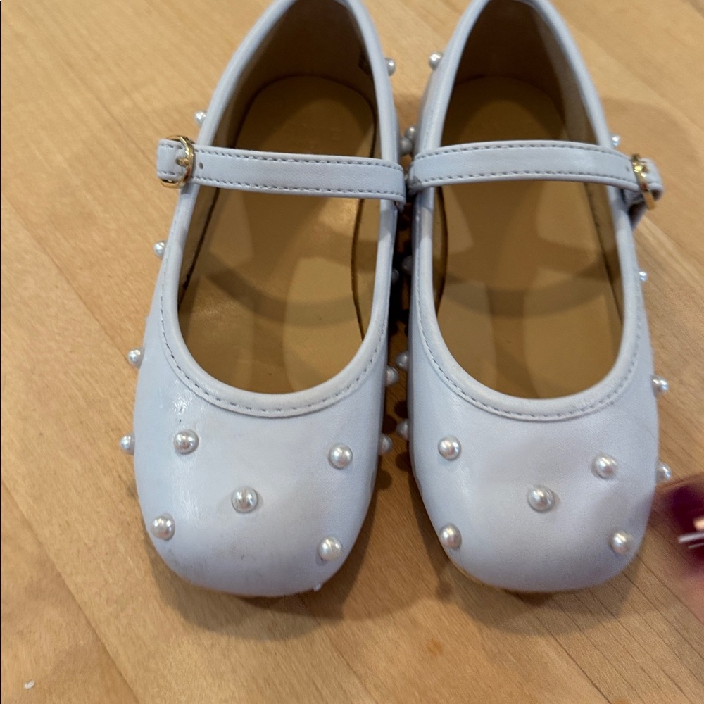 Janie and Jack Pale Blue abs Pearl Mary Jane Shoes